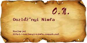 Oszlányi Nimfa névjegykártya